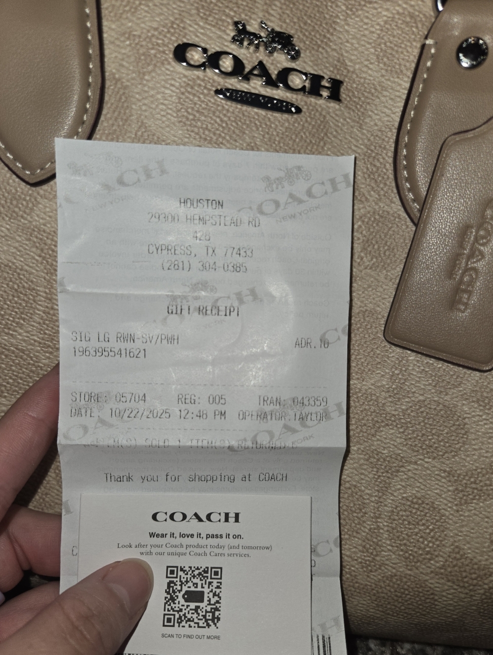 Coach Large Rowan Beige Signature Satchel with Detachable Strap - Picture 4 of 8